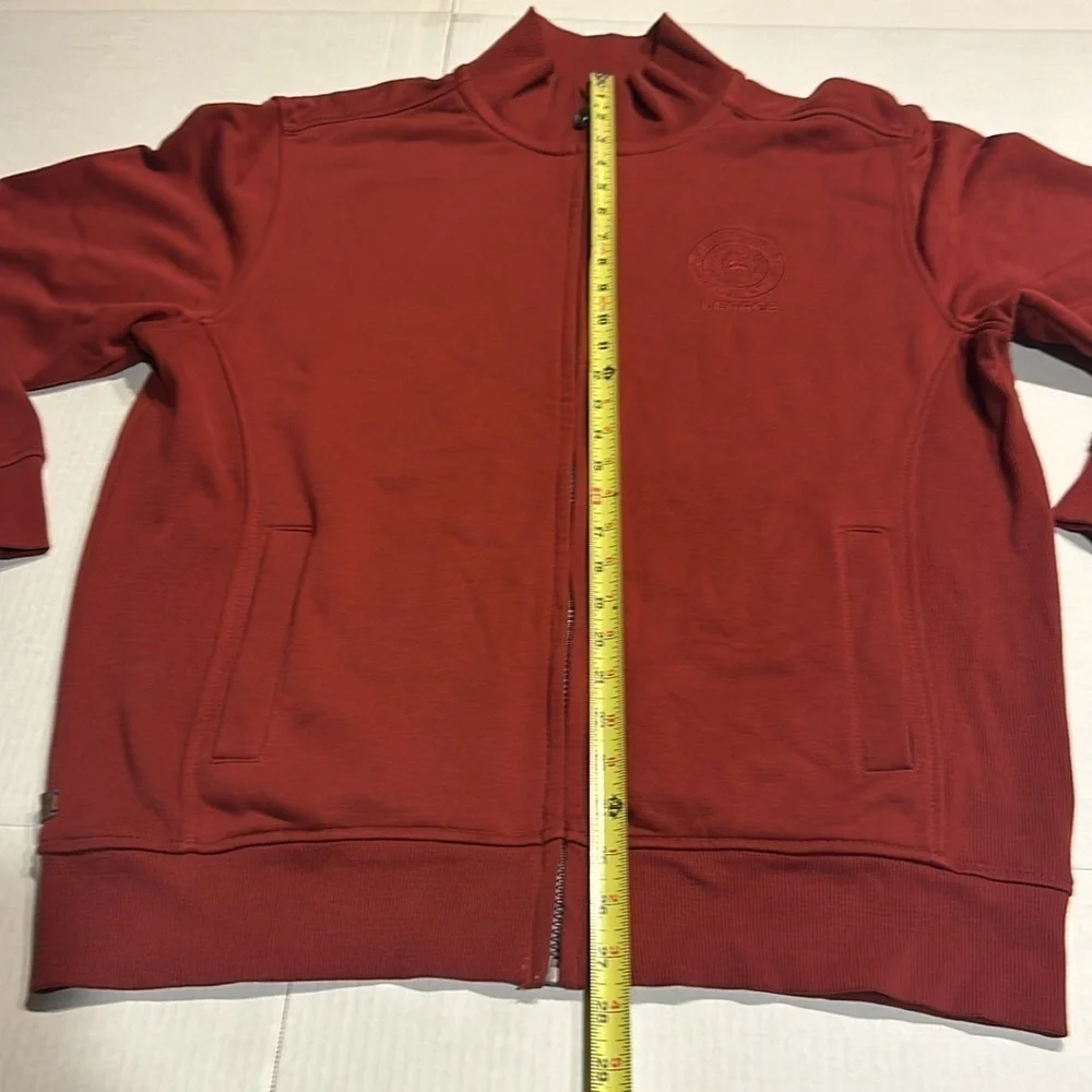 Lerros brick maroon zip up sweater with front pockets & emblem by front top XL